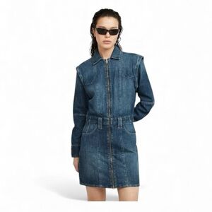 G-STAR RAW Biker Dress Mini Long Sleeve Removable Denim Front Zip Size Small NWT